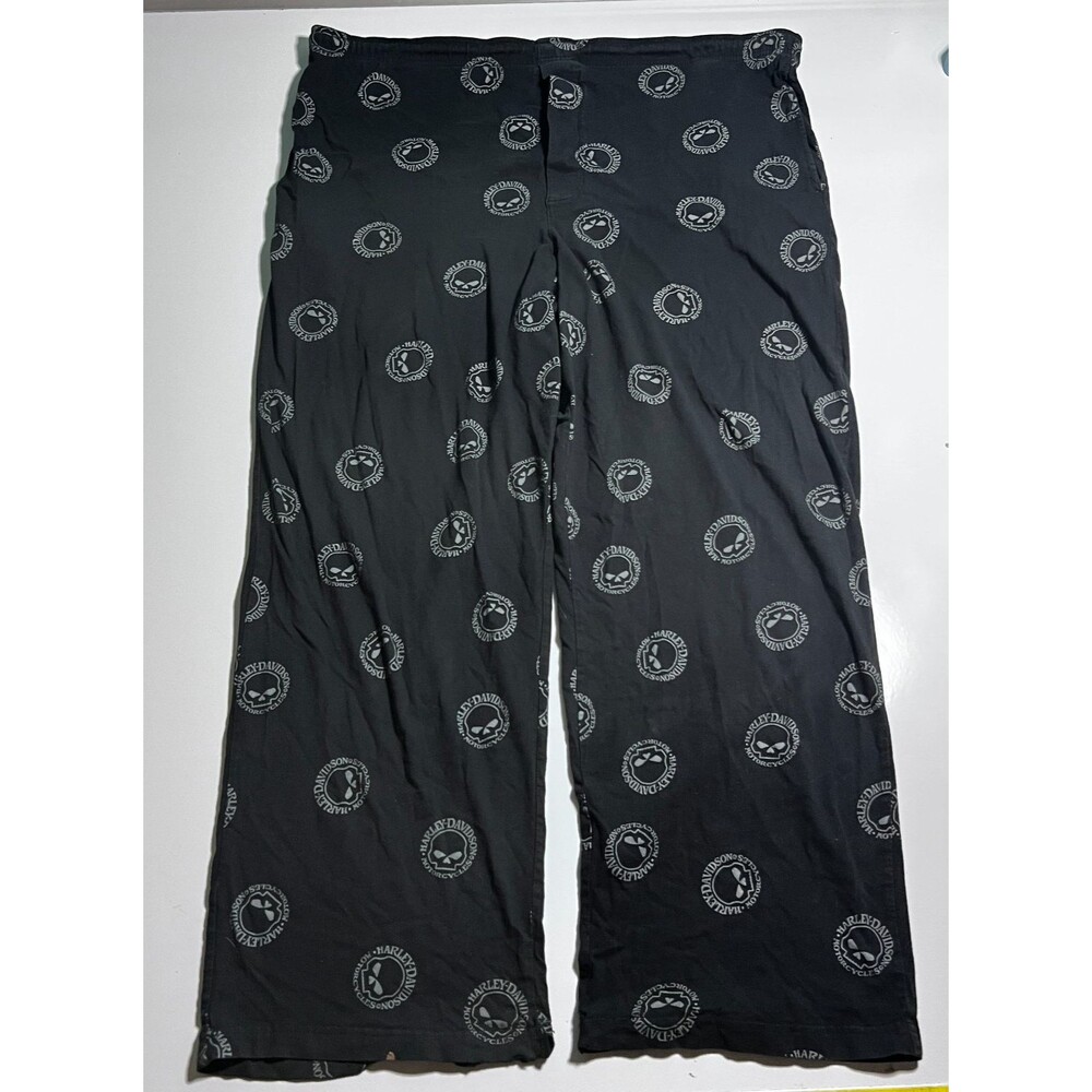Harley Davidson Willie G Skull Lounge Pants Mens XXL Black All Over Print PJ